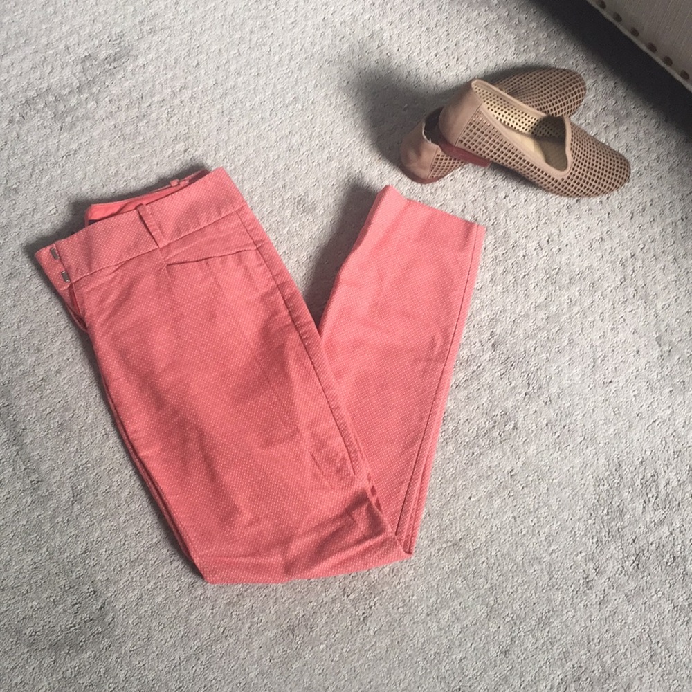 Red and beige ankle dress pants